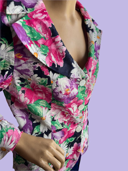 1980s TINA TAYLOR  COTTON FLORAL JACKET