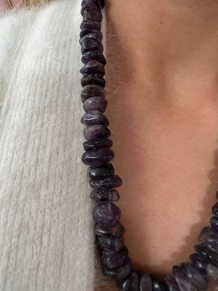 VINTAGE REAL AMETHYSTS BEADS NECKLACE