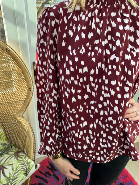 BURGUNDY PRINT BLOUSE