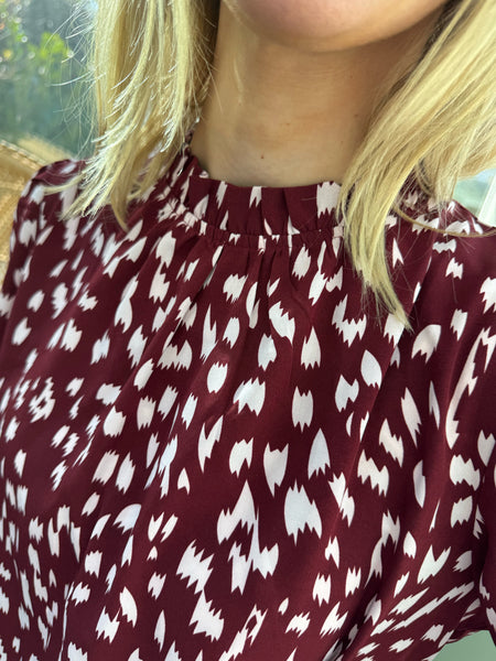 BURGUNDY PRINT BLOUSE