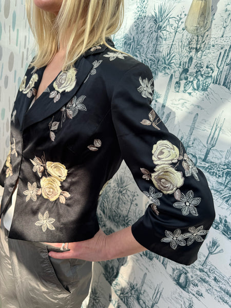 AUTOGRAPH M&S BLACK JACKET WITH YELLOW ROSES
