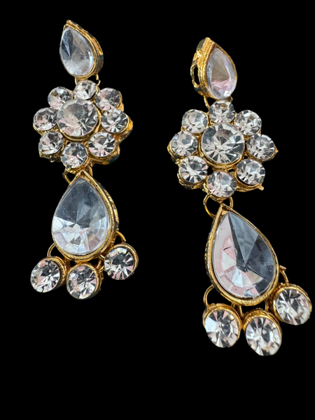 GOLD AND DIAMANTÉ LARGE WATERFALL EARRINGS FOR PIERCED EARS