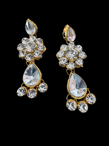 GOLD AND DIAMANTÉ LARGE WATERFALL EARRINGS FOR PIERCED EARS