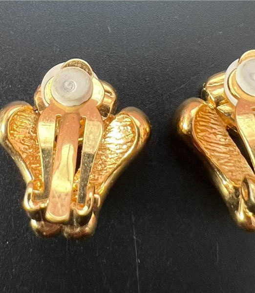 1980s PAIR OF GOLD AND DIAMANTE EARRINGS