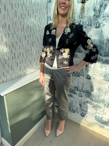 AUTOGRAPH M&S BLACK JACKET WITH YELLOW ROSES