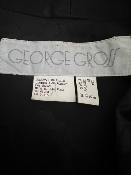 1980s GEORGE GROSS DESIGNER SILK BLACK JACKET