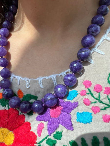 VINTAGE REAL AMETHYST BEADS NECKLACE