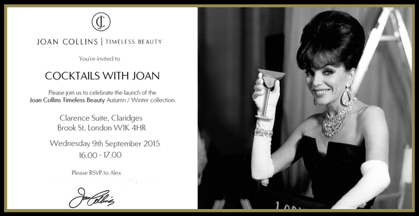 COCKTAILS WITH DAME JOAN COLLINS AT CLARIDGES