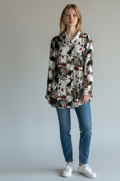 C&A VINTAGE NAUTICAL PRINT BLOUSE