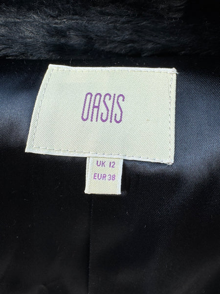 Y2K VINTAGE OASIS BLACK FAUX PONY HAIR COAT