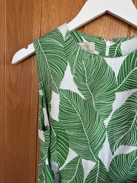 TOYAH HOBBS GREEN PALM PRINT LINEN DRESS