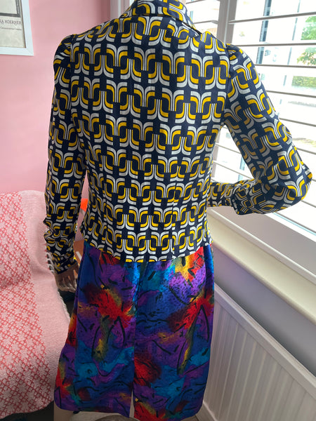 VINTAGE SILKY ABSTRACT PRINT SKIRT