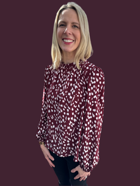 BURGUNDY PRINT BLOUSE