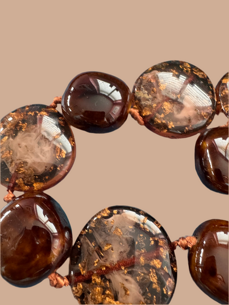 VINTAGE BROWN SPARKLING PENDANTS NECKLACE
