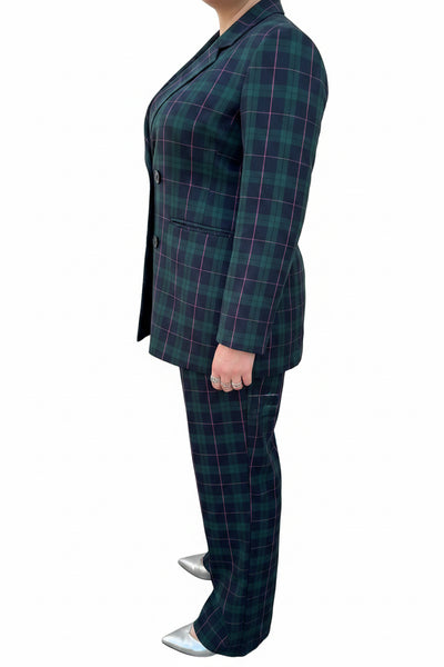 GREEN AND BLUE TARTAN TROUSER SUIT