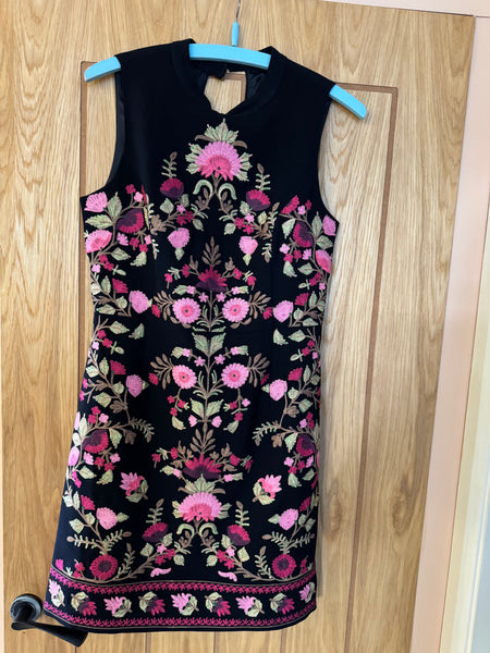 TOYAH BLACK AND PINK EMBROIDERED DRESS