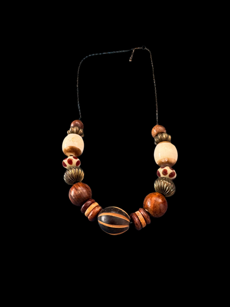 VINTAGE STRIPED AND ANIMAL PRINT NECKLACE