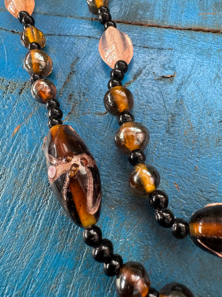 VINTAGE HIGH QUALITY GLASS BEADS LONG NECKLACE