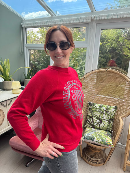 VINTAGE UNIVERSITY OF NEW MEXICO RED AND SILVER SWEATSHIRT