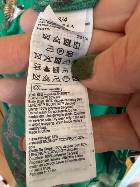 TOYAH ALL SAINTS FLEUR AMARE GREEN SILK MIX DRESS