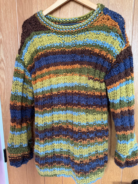 VINTAGE ORANGE AND GREEN WOOL JUMPER
