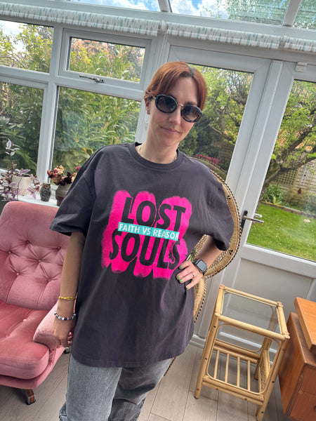 RARE LOST SOULS GREY AND PINK T-SHIRT