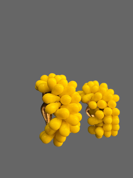 1940s yellow clip on earrings that belonged to Toyah