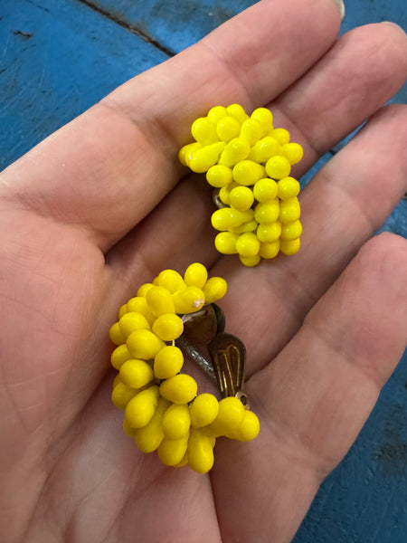 1940s yellow clip on earrings that belonged to Toyah