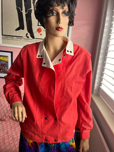 1970s LADY ANN RED AND CREAM JACKET