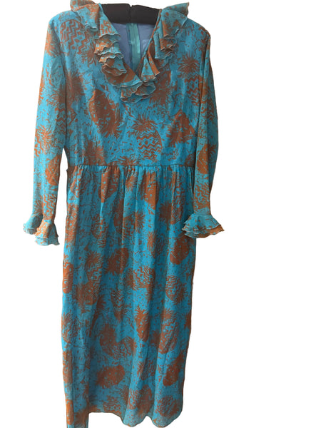 1970s pineapple print dress