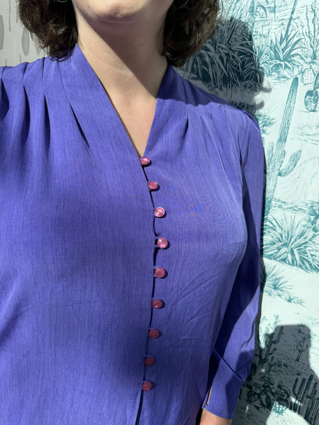 1980s MARIE CLEMENCE PARIS PURPLE BLOUSE