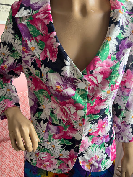 1980s TINA TAYLOR  COTTON FLORAL JACKET