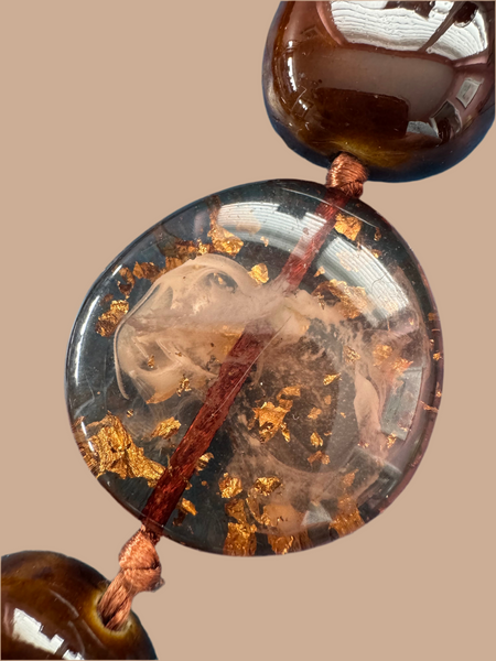VINTAGE BROWN SPARKLING PENDANTS NECKLACE