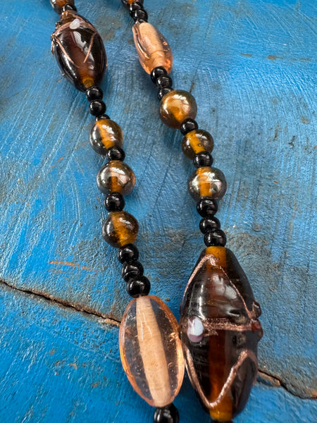 VINTAGE HIGH QUALITY GLASS BEADS LONG NECKLACE