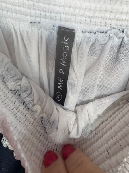 NAVY BLUE AND WHITE LACE SKIRT