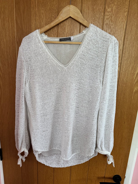 MINT VELVET WHITE JUMPER WITH RIBBONS
