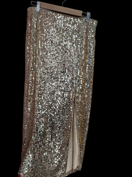 F&F NEW WITH TAGS GOLD SEQUINNED MIDI SKIRT