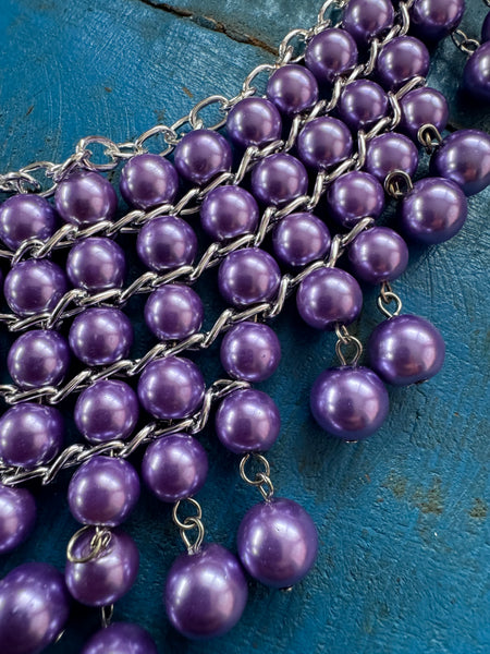 PURPLE CASCADING PEARLS RETRO NECKLACE