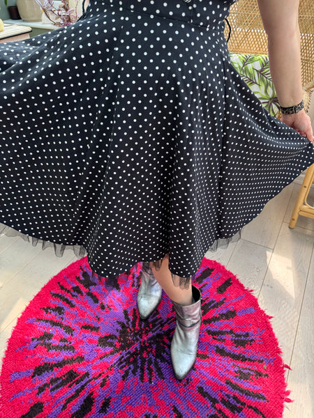 HEARTS & ROSES BLACK POLKA DOT COTTON DRESS