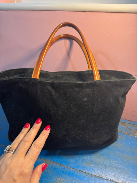 TOYAH BLACK SUEDE AND LEATHER HANDBAG