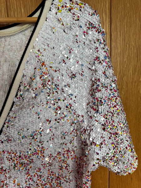 NEXT WHITE DRESS WITH FLORAL SEQUINS