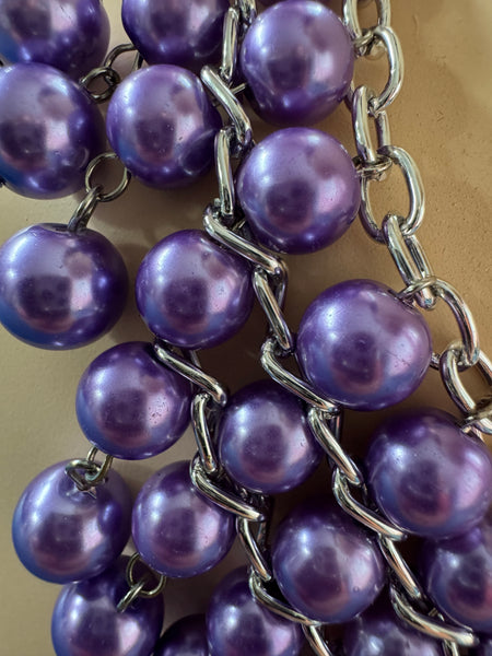 PURPLE CASCADING PEARLS RETRO NECKLACE