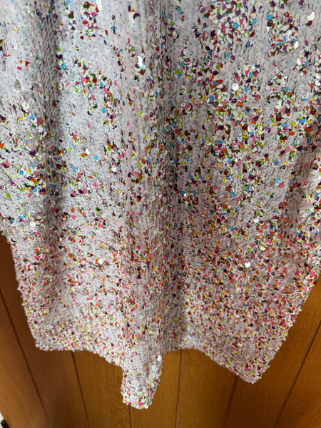 NEXT WHITE DRESS WITH FLORAL SEQUINS