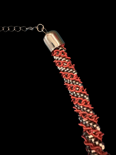 1980s ORANGE AND GOLD METAL COIL STYLE NECKLACE
