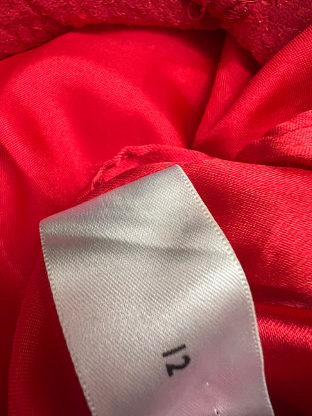 1990s AMANDA WAKELEY DESIGNER RED SILK BEADED DRESS