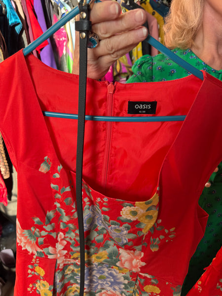 TOYAH ORANGE AND BLACK STAGE DRESS