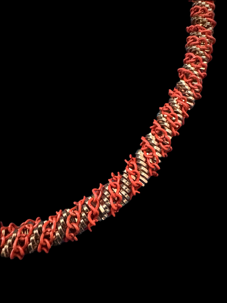 1980s ORANGE AND GOLD METAL COIL STYLE NECKLACE