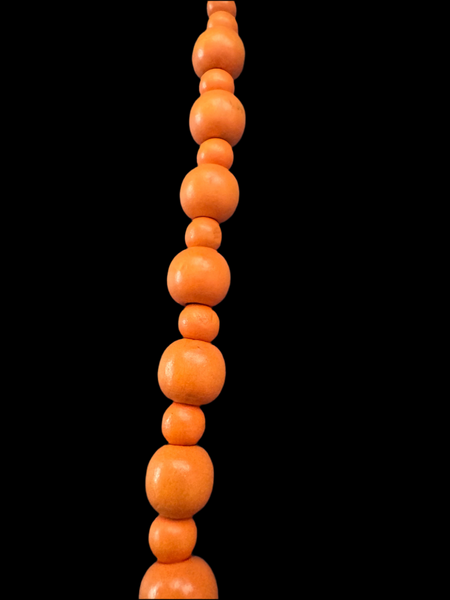 VINTAGE PASTEL ORANGE WOODEN BEADS NECKLACE