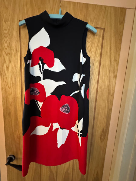 TOYAH HOBBS RED AND BLACK GRAPHIC FLORALS DRESS
