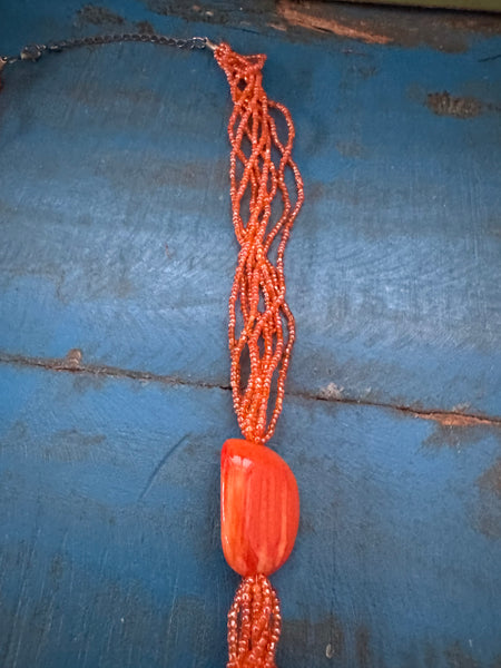 VINTAGE Y2K ORANGE BEADS NECKLACE